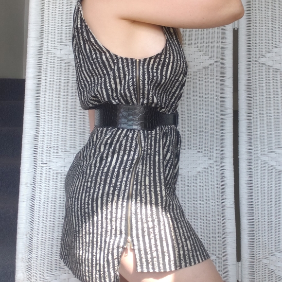 Minimalist Stripe Dress with zippers - Picture 8 of 9